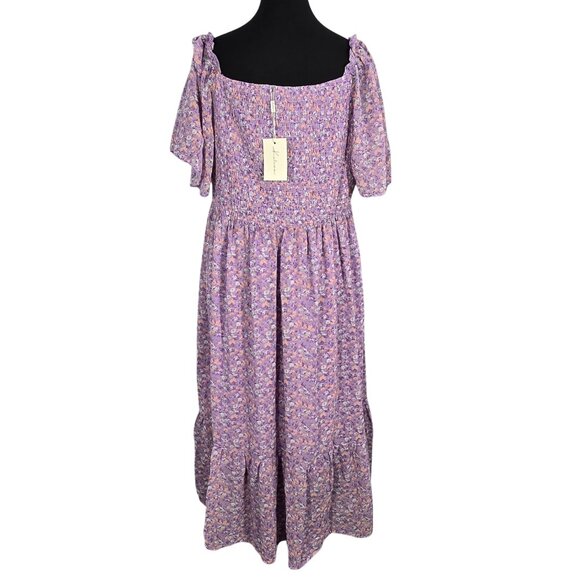 NWT | Keluummi Purple Floral Tiered Dress | Cottagecore | Plus Size 18 - Picture 2 of 7
